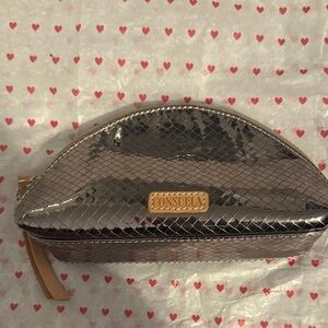 Consuela Metallic Silver Cosmetic Bag